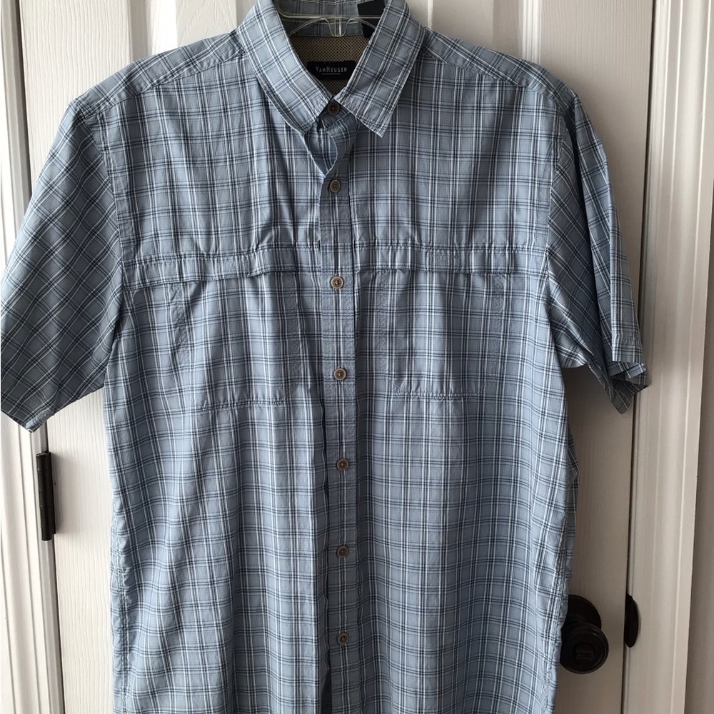 Van Heusen Men's Light Blue Plaid Shirt - Picture 2 of 6